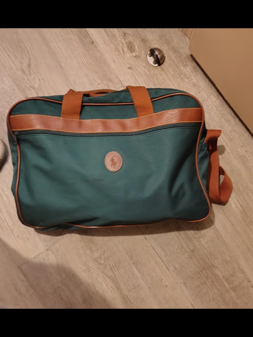 Teal Duffel Bag with Brown Trim - Classic Travel Set